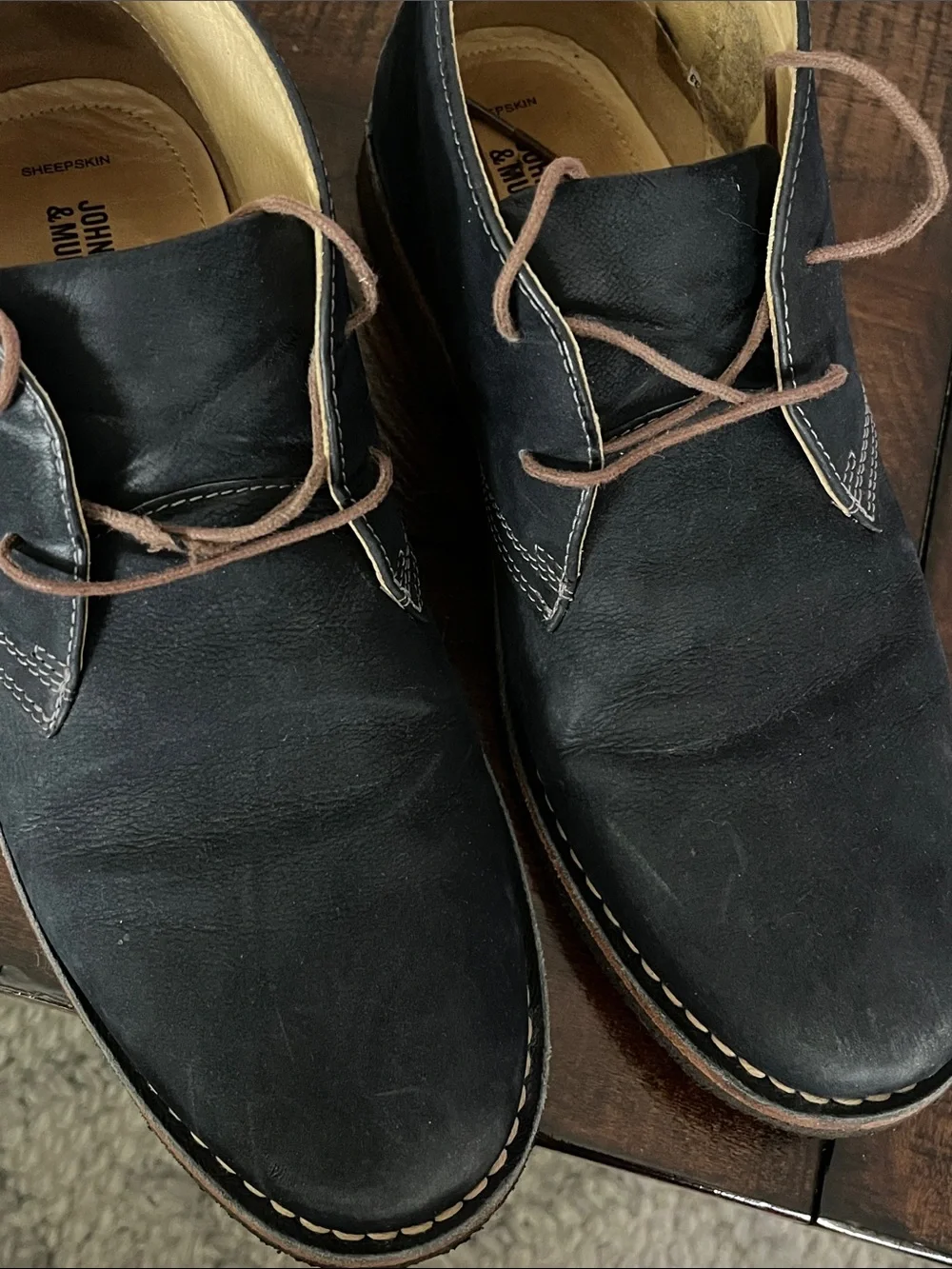 Johnston & Murphy Navy/Black Chukka Boots with Tan Accents